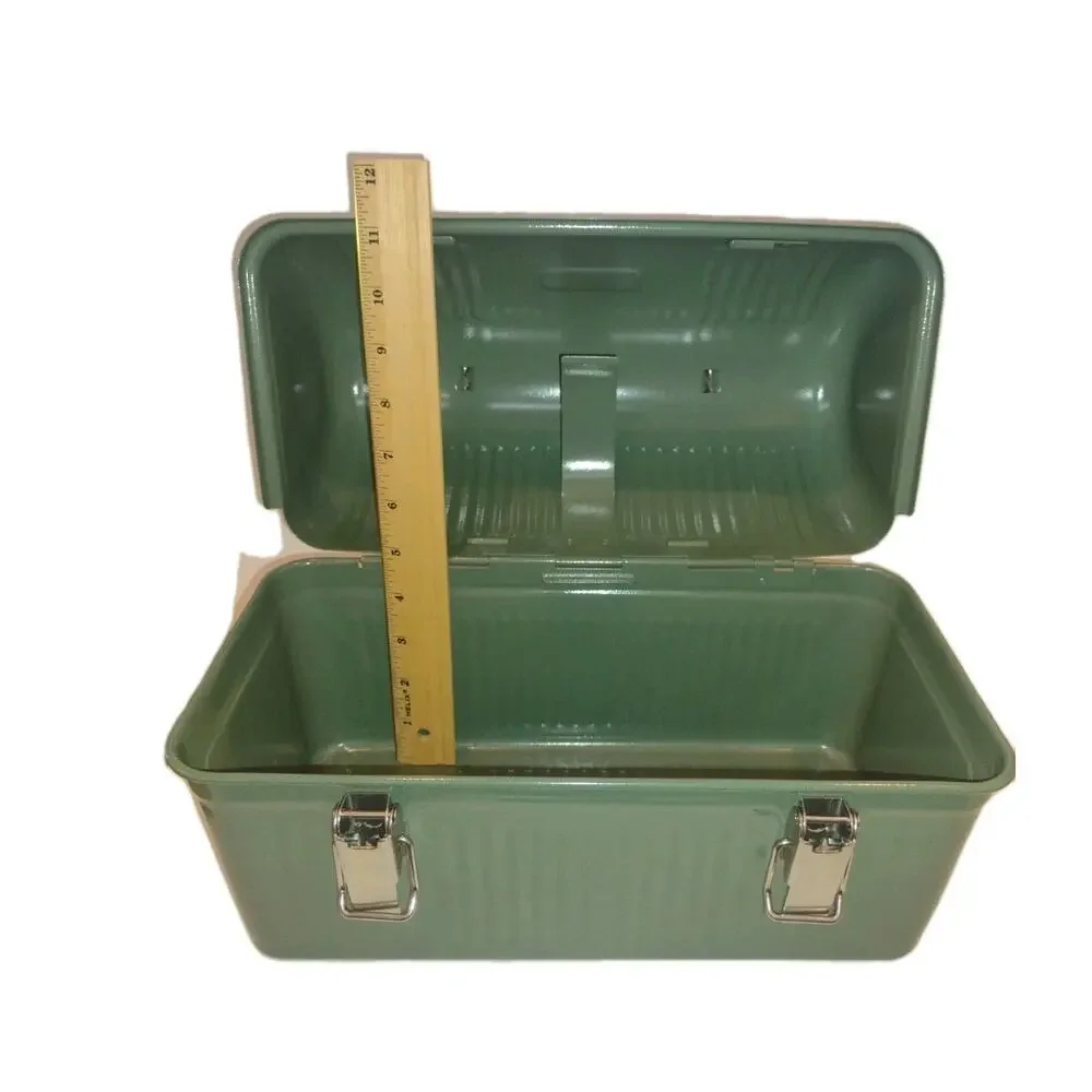 Stanley Green Metal Lunch Box 10 qt w/ Handle & Lid, Model 20-00960